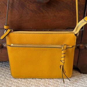 Vince Camuto Mustard Yellow 100% Leather Crossbody Organizer Bag
